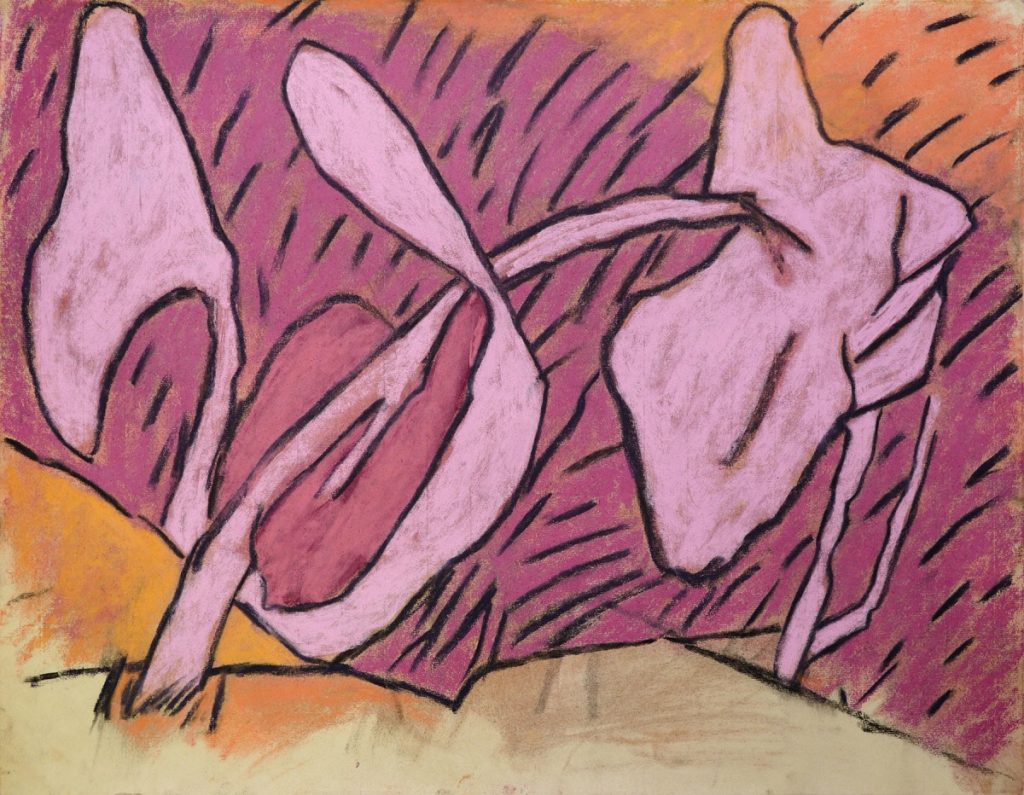 Garten rosa, 2022, Pastell auf Papier, 48 x 62 cm